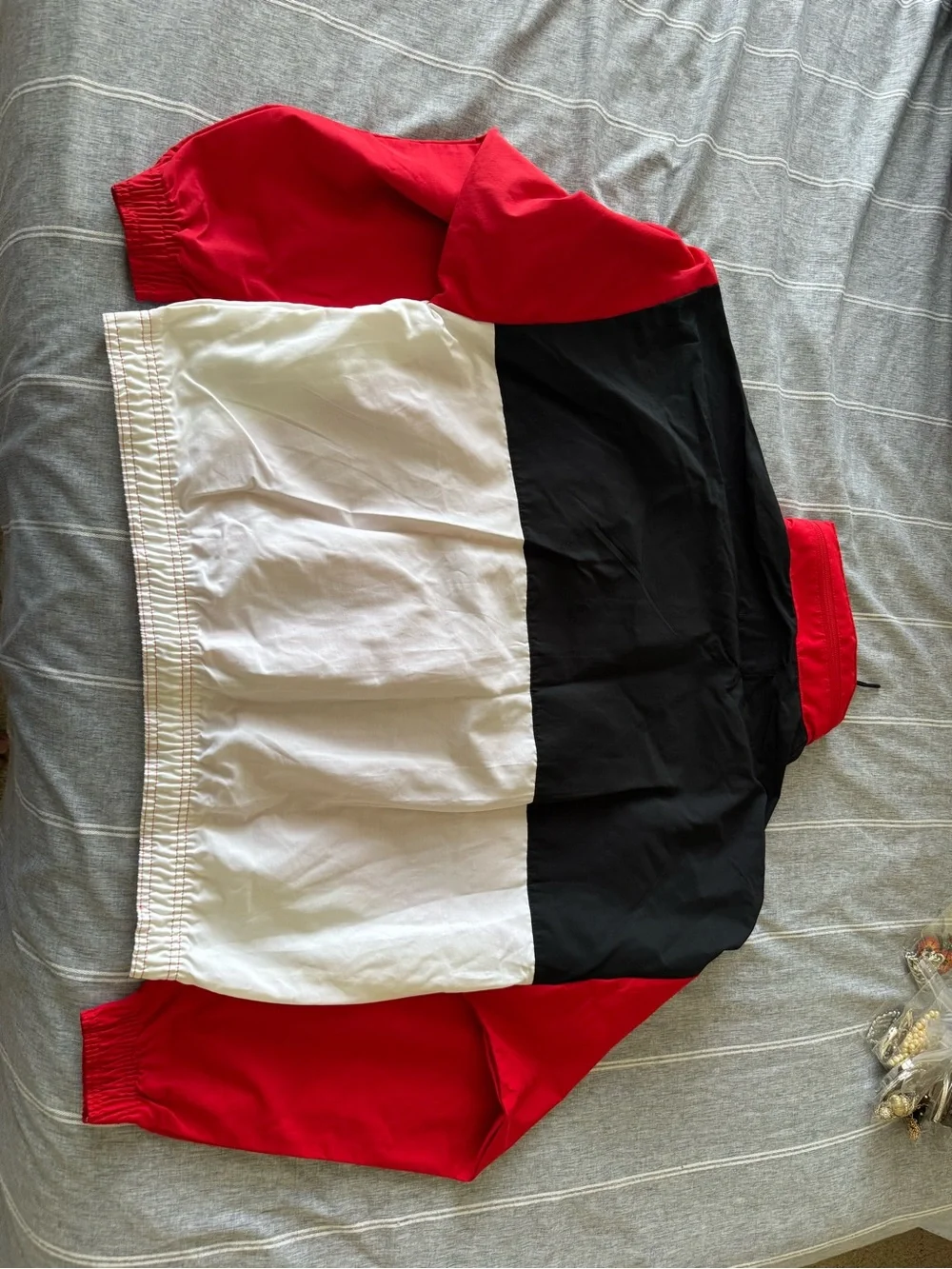 Jordan Red Black Hooded Colorblock Jacket with White Accents